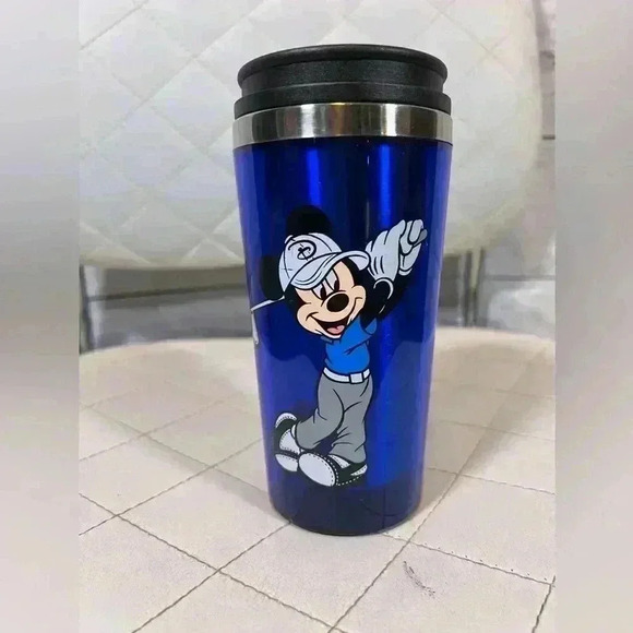 Mickey Mouse Golf Blue & Stainless Steel Hot/Cold Drink Tumbler Disney NWOT - Picture 1 of 4
